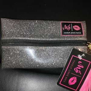 NWT Makeup Junkie Bag: Mini Sparkling Dark Gray/gunmetal